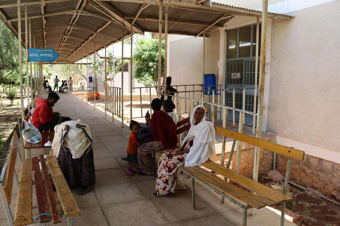 Patients sit in the hallway of the the maternity building in Abiy Adi Hospital, Ethiopia.